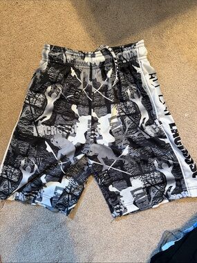 Flow society Black & White Graphic Athletic Shorts